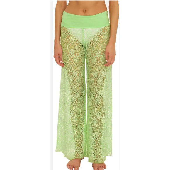 Isabella Rose Pants Womens M Medium Pear Verona Roll Waist Lace Cover Up Beach - Picture 11 of 12